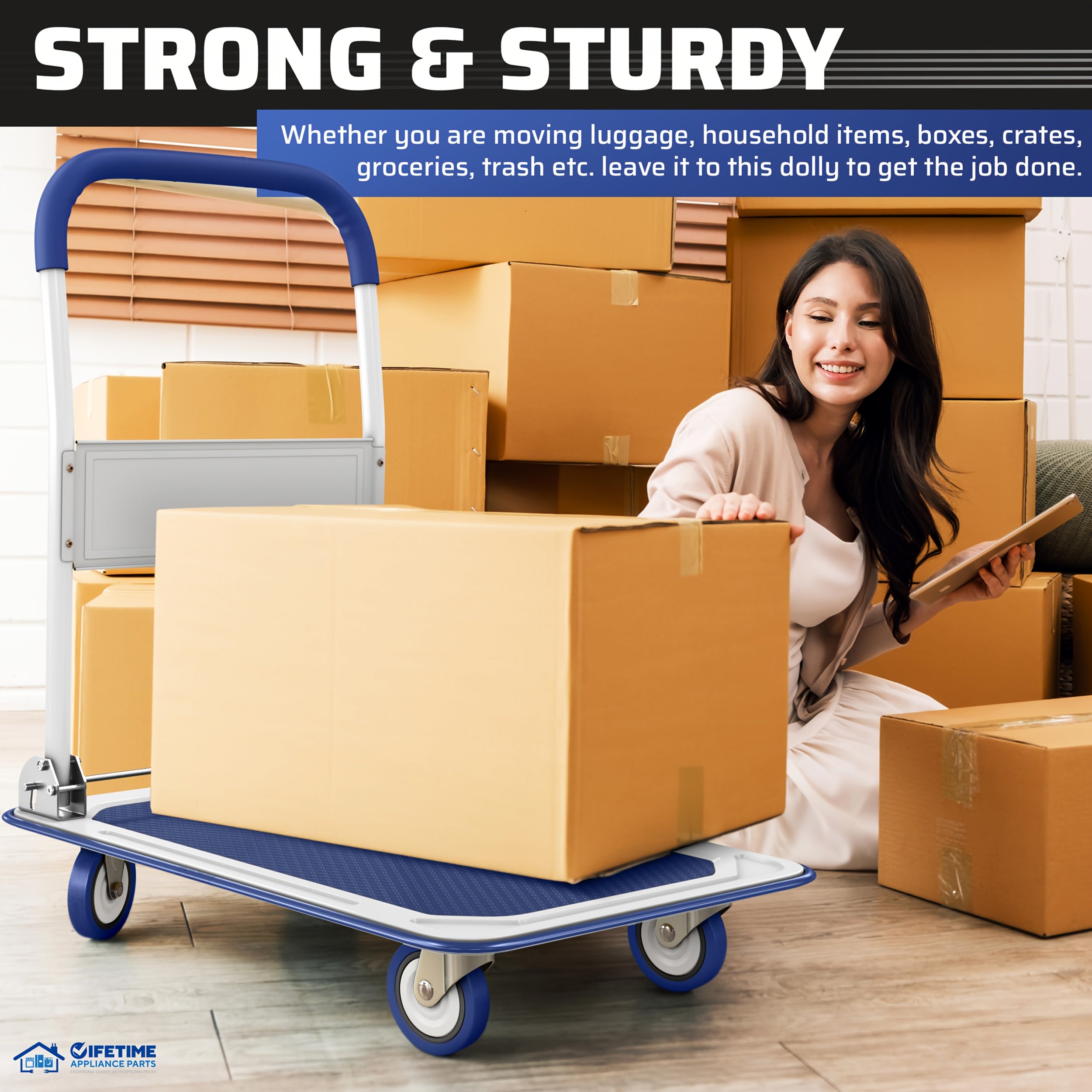 Heavy Duty Large Foldable Push Cart with 330/660 lb Capacity - Heavy-Duty Iron Construction, Swivel Push Handle, Space-Saving Collapsible Design, Manual Hand Truck For Home, Moving - Ideal For Large Items, Furniture, Applianc