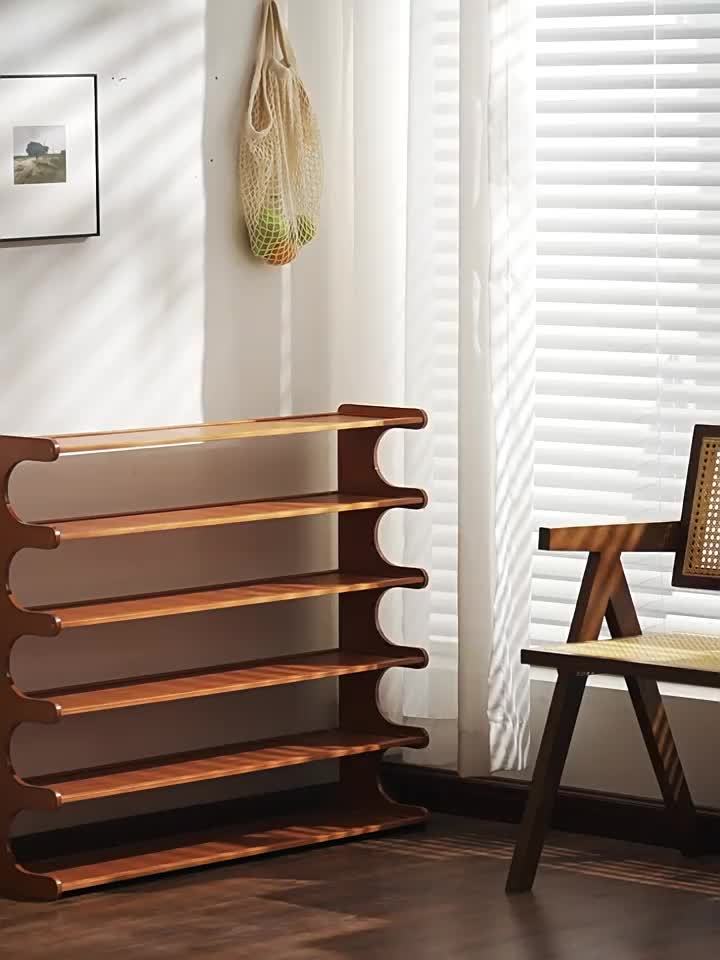 1pc Bamboo Shoe Rack 5-Tier/6-Tier (Adjustable) Heavy-Duty Bamboo Wood-Like Holds 18 Pairs of - Space-Saving Wide Shelf Entryway Organizer, Easy Assembly Standing Shoe Cabinet for Front Door, Living Room, Garage