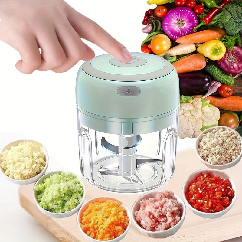 [RZSYZH Electric Food Processor] 1pc RZSYZH USB Rechargeable Electric Food Processor - 250ml, Stainless Steel Blades, Auto-Chopping, Multi-Color, Compact Design for Smoothies, Dough Kneading & Meal Prep, Durable Plastic Body