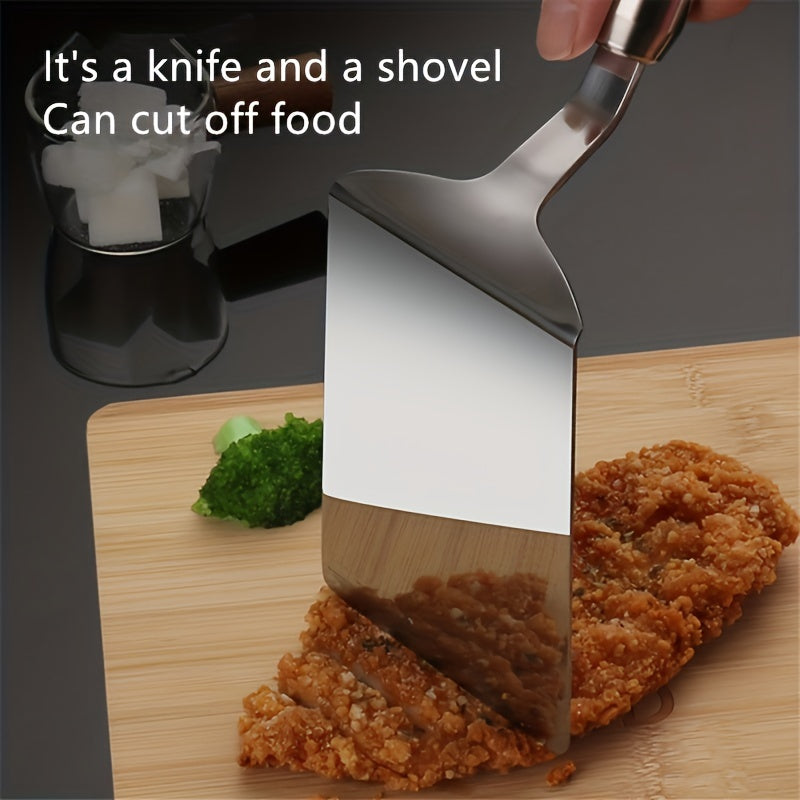 ZZBZZ 1pc Stainless Steel Nonstick Spatula with Wood Handle, Rust Resistant, Outdoor Safe, Ideal for BBQ, Cooking, Baking - Holiday Themed Kitchen Tool