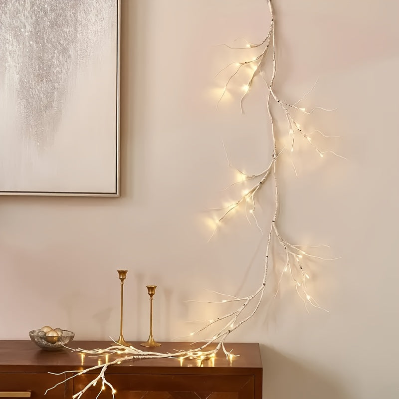 [Fairy Lights, Willow Light] 48 LED Willow Light Faux Branch Vine Lights | 6ft Battery Operated with Timer, Fairy Lights for Christmas Fireplace Mantel Table Decor Indoor Outdoor Use Room Decor