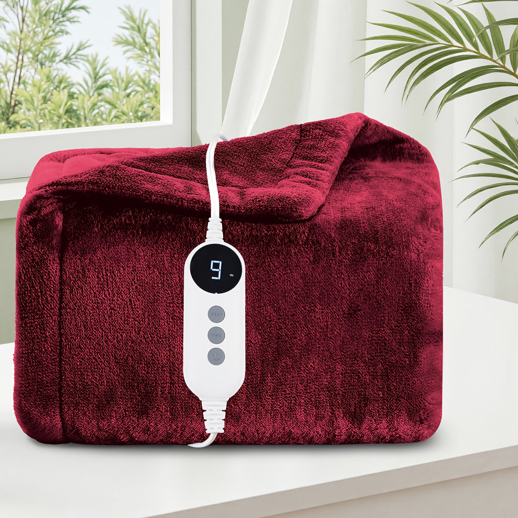 Heated Electric Blanket With All Size - Cozy Warm Double-sided Flannel Heated Blanket With 9 Heating Levels & 2/4/6/10 Hours Auto Off - Winter Comfort Heating Blanket, Gift Blanket, Machine Washable